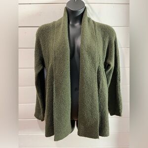 💚 SARAH SPENCER – Olive Green Open Front Cardigan (L/G)